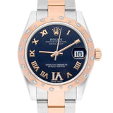 Rolex Datejust 31 Ref. 178341 Dark Blue Dial Diamond Bezel Steel and 18kt Rose Gold Oyster Band