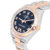 Rolex Datejust 31 Ref. 178341 Dark Blue Dial Diamond Bezel Steel and 18kt Rose Gold Oyster Band