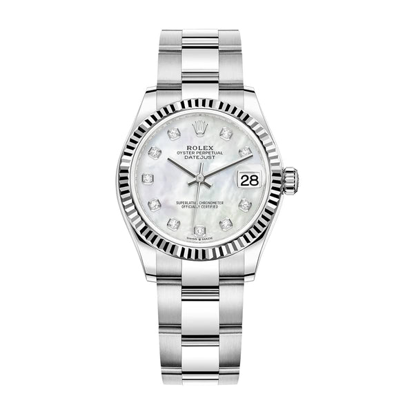 Rolex Datejust 31 278274-0005 White Mother-of-Pearl Diamond Dial White Rolesor Oyster Watch