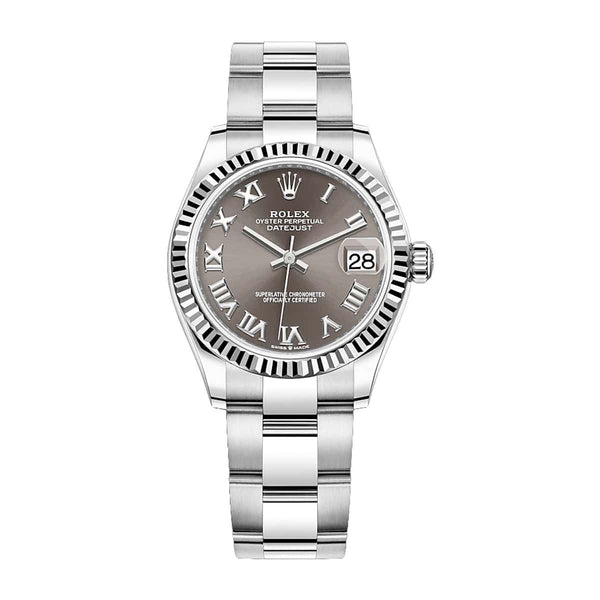 Rolex Datejust 31 278274-0021 Dark Grey Roman Numeral Dial White Rolesor Oyster Watch