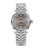 Rolex Datejust 31 278274-0028 Dark Grey Diamond Dial Fluted Bezel Jubilee Bracelet White Rolesor Watch