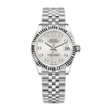 Rolex Datejust 31 278274-0030 Silver Diamond Dial Fluted Bezel Jubilee Watch