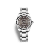 Rolex Datejust 31 278274-0027 Dark Grey Diamond Dial Fluted Bezel Oyster Bracelet White Rolesor Watch