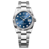 Rolex Datejust 126234-0038 36mm Blue Diamond Dial Fluted Bezel Stainless Steel Oyster Bracelet Watch 2020
