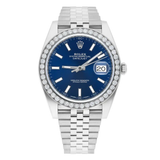 Rolex Datejust 41 126300 Stainless Steel Blue Index Dial Diamond Bezel Jubilee Bracelet