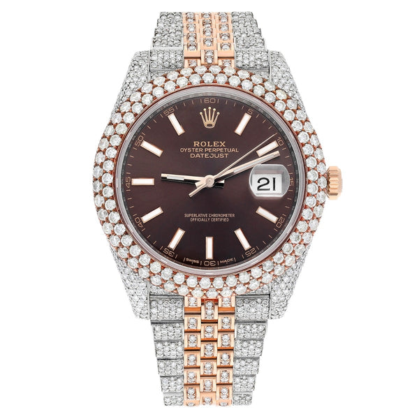 Rolex Datejust 41 126331 Rose Gold and Stainless Steel Diamond-Set Brown Dial Watch