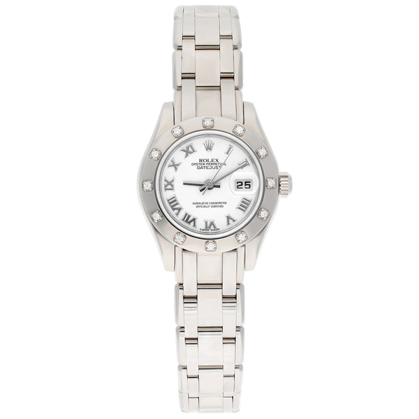 Rolex Lady-Datejust Pearlmaster 80319 29mm White Gold White Roman Dial Watch