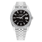 Rolex Datejust 41 Black Index Dial Diamond Bezel Jubilee Bracelet Steel Watch 126300