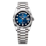 Rolex Day-Date 128239-0023 36mm White Gold Blue Ombré Diamond Dial President Bracelet 2023