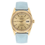 Rolex Day-Date 18238 36mm 18K Yellow Gold Fluted Bezel Champagne Dial Leather Strap