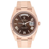 Rolex Day-Date 40 228235-0002 Chocolate Dial Fluted Bezel 18k Rose Gold