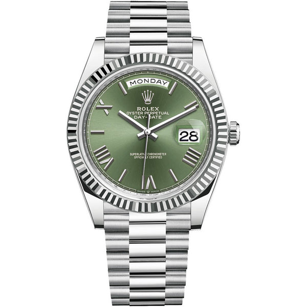 Rolex Day-Date 228236-0008 40mm Platinum Green Dial President Bracelet
