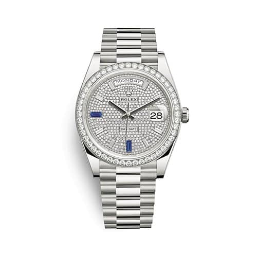 Rolex Day-Date 40 Reference 228349RBR-0036 18k White Gold Diamond Bezel