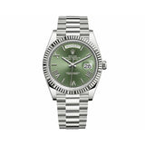 Rolex Day-Date 40 228239-0033 White Gold President Bracelet Green Roman Dial