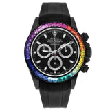 Rolex Cosmograph Daytona 116523 Black PVD/DLC Black Dial Rainbow Bezel Oysterflex Band