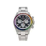 Rolex Daytona 116599RBOW 40mm White Gold Black Diamond-Set Dial Rainbow Bezel Oyster Watch