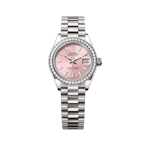 Rolex Lady-Datejust 279139RBR-0004 28mm Pink Dial 18kt White Gold President Bracelet