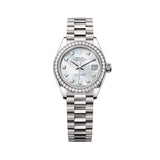 Rolex Lady-Datejust 279139RBR-0008 28mm White Mother-of-Pearl Diamond Dial 18kt White Gold President Bracelet