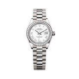 Rolex Lady-Datejust 279139RBR-0013 28mm White Dial Diamond Bezel 18kt White Gold President Bracelet