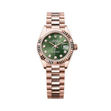 Rolex Lady-Datejust 279175-0009 28mm Everose Gold President Olive Green Diamond Dial