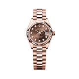 Rolex Lady-Datejust 279175-0016 28mm Everose Gold Chocolate Diamond-Set Dial President Bracelet