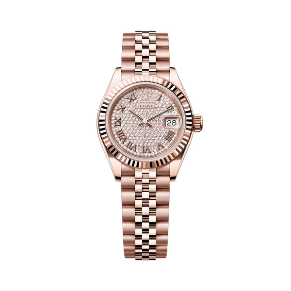 Rolex Lady-Datejust 279175-0024 28mm Everose Gold Diamond-Paved Dial Jubilee Bracelet