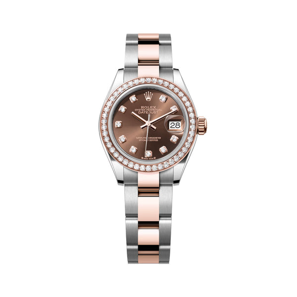 Rolex Lady-Datejust 279381RBR-0012 28mm Chocolate Diamond Dial Everose Rolesor Oyster Bracelet