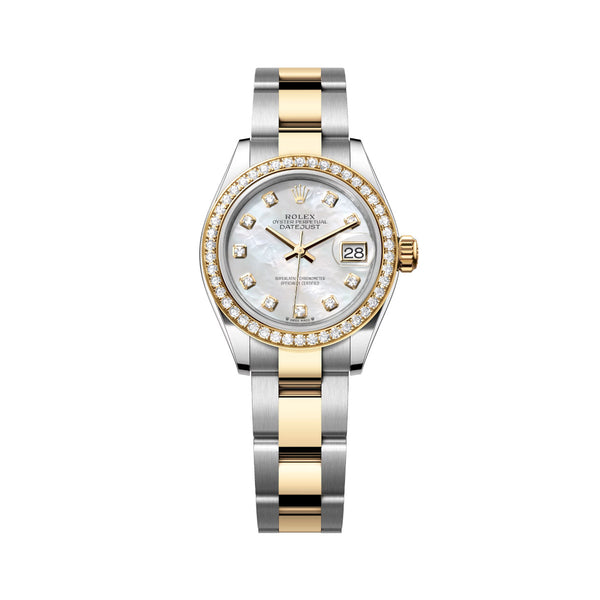 Rolex Lady-Datejust 279383RBR-0020 28mm Yellow Rolesor Mother-of-Pearl Diamond Dial Oyster Bracelet