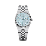 Rolex Land-Dweller 127236-0001 36mm Platinum Ice Blue Honeycomb Dial Jubilee Bracelet