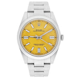 Rolex Oyster Perpetual 41 Reference 124300-0004 Yellow Dial Stainless Steel