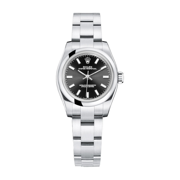 Rolex Oyster Perpetual 176200-0017 Black Dial 26mm Steel Watch