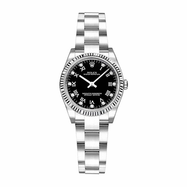 Rolex Oyster Perpetual 176234 26mm Black Diamond Dial Steel and 18k White Gold Watch