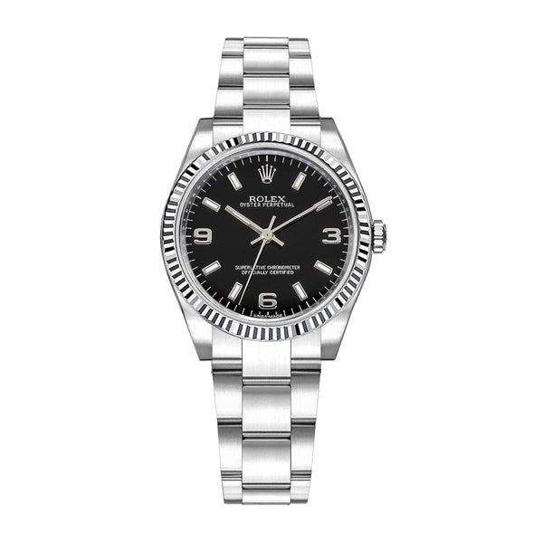 Rolex Oyster Perpetual 177210-4 Black Dial Steel Oyster Bracelet 31mm