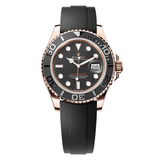 Rolex Yacht-Master 126655-0002 40mm Rose Gold Black Dial Oysterflex Strap