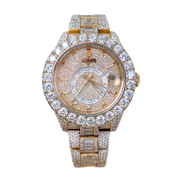 Rolex Sky-Dweller 42mm 18K Yellow Gold Custom Diamond-Paved Watch Ref. 326938