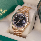 Rolex Day-Date II 218235 Black Dial 41mm 18k Everose Gold President Bracelet