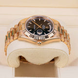 Rolex Day-Date II 218235 Black Dial 41mm 18k Everose Gold President Bracelet