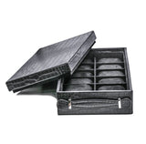 12-Piece Black PU Leather Watch Box and Display Tray