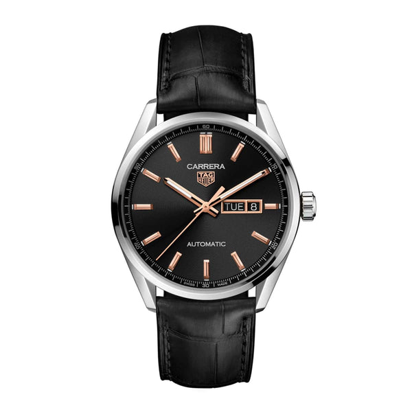 Tag Heuer Carrera WBN2013 Day-Date 41mm Steel Watch with Black Dial