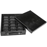 Watch Storage Box Tray 18 Slots Black PU Leather