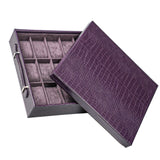 18-Slot Watch Tray Storage in Purple PU Leather
