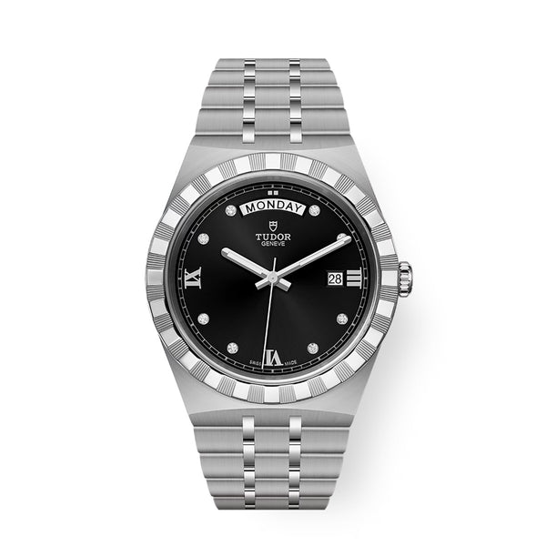 Tudor Royal M28600-0004 41mm Black Sunray-Finish Diamond Dial Steel Bracelet