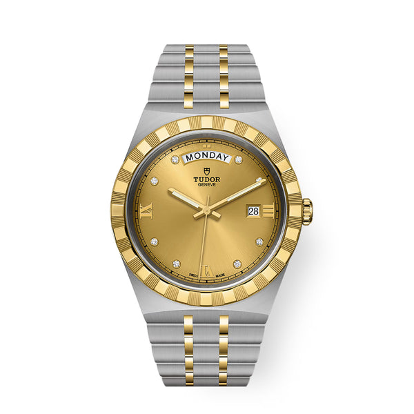 Tudor Royal M28603-0006 41mm Champagne Diamond Dial Steel and Gold Bracelet