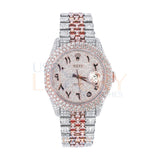 Rolex Datejust 1603 Two-Tone Stainless Steel and Rose Gold Iced Out Diamond 36mm Watch