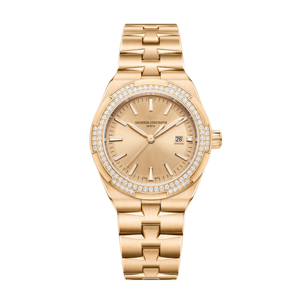 Vacheron Constantin Overseas 4605V/200R-B968 35mm Pink Gold Golden Dial Diamond-Set Bezel