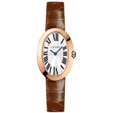 Cartier Baignoire Small Model W8000007 18k Rose Gold Leather Strap Watch