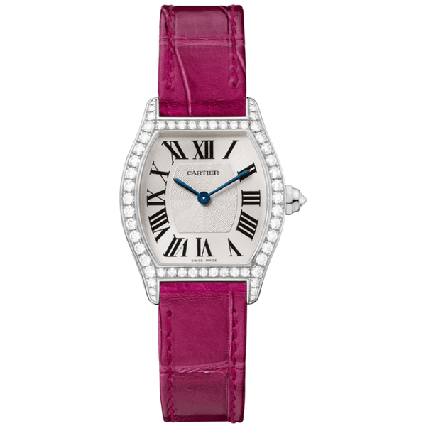 Cartier Tortue WA501007 30mm 18k White Gold Diamond-Set Watch