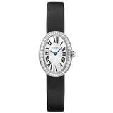 Cartier Mini Baignoire WB520027 18k White Gold Diamond Fabric Strap Watch