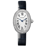 Cartier Baignoire WJBA0015 Small Model 18k White Gold Diamond 32mm Leather Strap