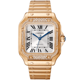 Cartier Santos De Cartier WJSA0009 35.1mm 18k Rose Gold Diamond Bezel